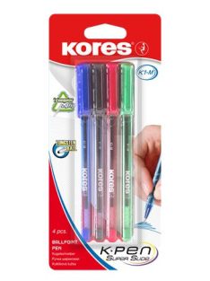   Golyóstoll készlet, 1,0 mm, kupakos, háromszögletű, KORES "K1-M", vegyes színek (IK37154)