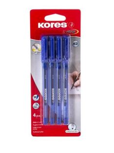   Golyóstoll, 1,0 mm, kupakos, háromszögletű, KORES "K2-M", kék (IK37214)