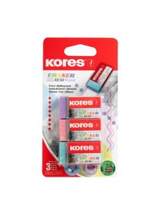 Radír, KORES "KE-30", 3 pasztell szín (IK40315)