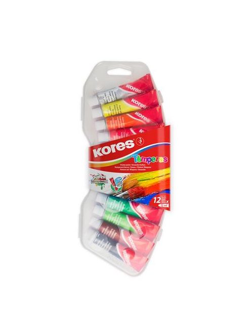 Tempera készlet, 12 ml, KORES, 12 különböző szín (IK72412)
