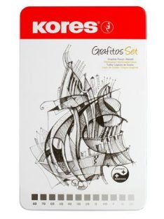   Grafitceruza készlet, fém doboz, háromszögletű, KORES "GRAFITOS", 12 különböző keménység (IK92162)