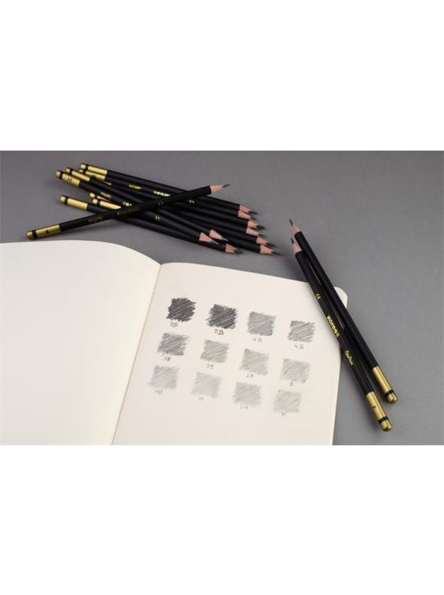 Grafitceruza készlet, fém doboz, háromszögletű, KORES "GRAFITOS", 12 különböző keménység (IK92162)