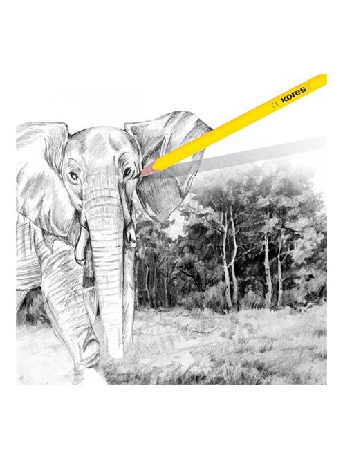 Grafitceruza radírral, HB, háromszögletű, KORES "Neon" (IK92306)