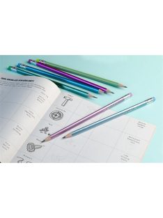   Grafitceruza radírral, HB, háromszögletű, KORES "GRAFITOS Style", vegyes metál színek (IK92810)