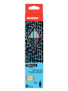   Grafitceruza radírral, HB, háromszögletű, KORES "Style Cracked", vegyes metál színek (IK92813)