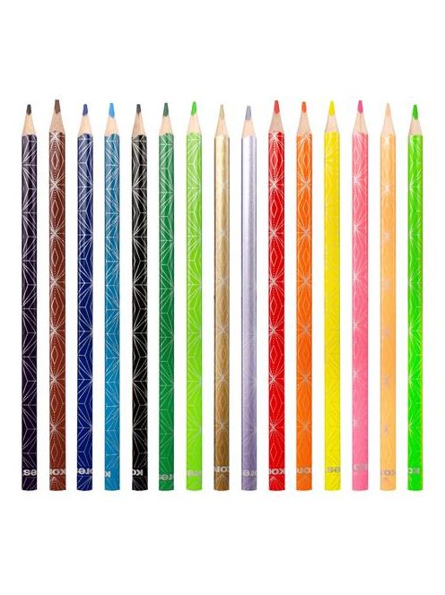Színes ceruza készlet, háromszögletű, KORES "Kolores Style", 15 különböző szín (IK93310)