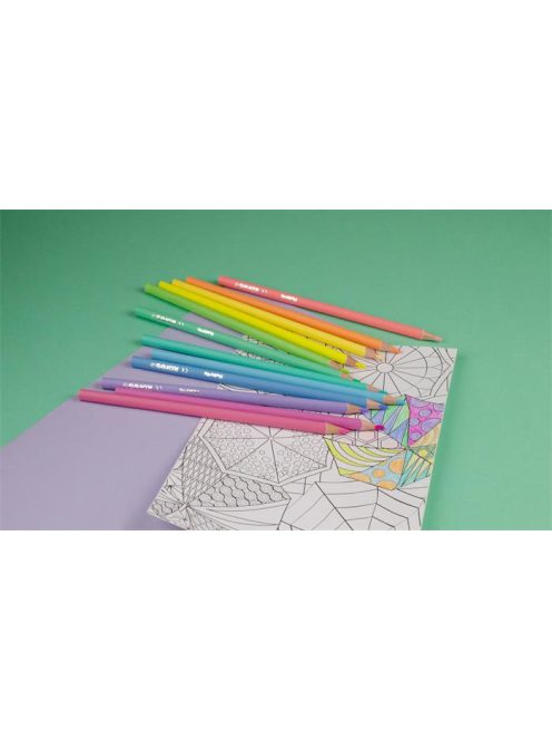 Színes ceruza készlet, háromszögletű, KORES "Kolores Pastel", 12 pasztell szín (IK93311)