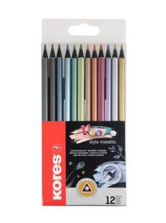   Színes ceruza készlet, háromszögletű, KORES "Kolores Style Metallic", 12 metál szín (IK93316)