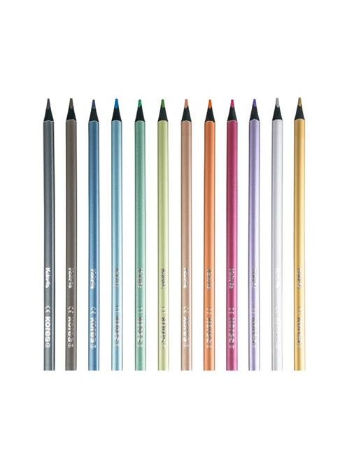 Színes ceruza készlet, háromszögletű, KORES "Kolores Style Metallic", 12 metál szín (IK93316)