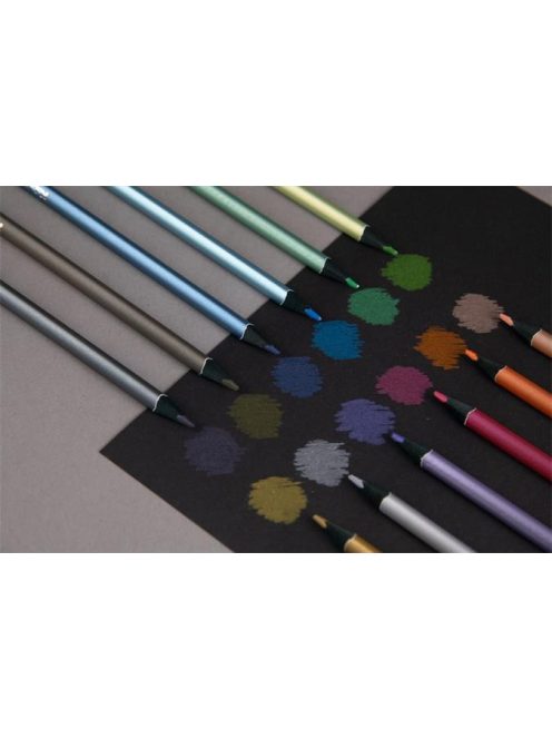 Színes ceruza készlet, háromszögletű, KORES "Kolores Style Metallic", 12 metál szín (IK93316)