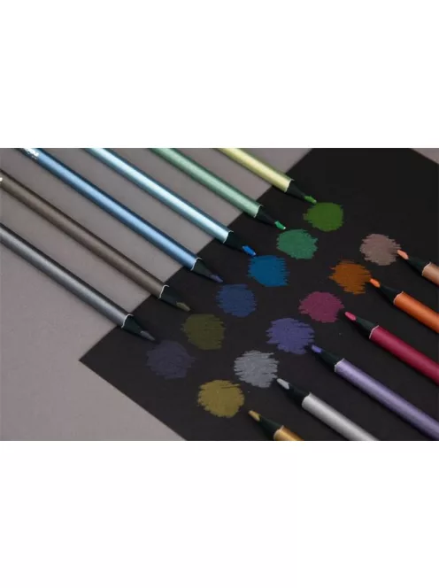 Színes ceruza készlet, háromszögletű, KORES "Kolores Style Metallic", 12 metál szín (IK93316)