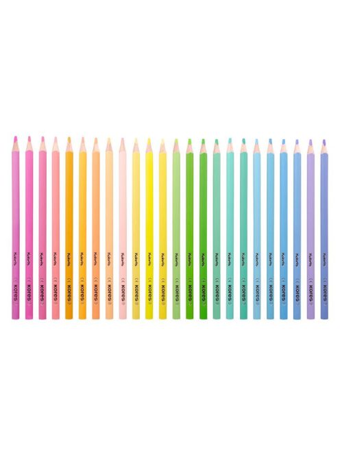 Színes ceruza készlet, háromszögletű, KORES "Kolores Pastel", 24 pasztell szín (IK93321)