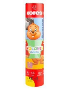   Színes ceruza készlet, háromszögletű, jumbo, 1 hegyezővel, KORES "KOLORES Twist & Turn", 12 különböző szín (IK93515)