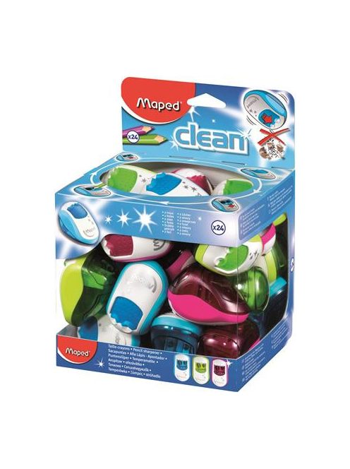 Hegyező display, kétlyukú, tartályos, MAPED "Clean", vegyes színek (IMA030211)