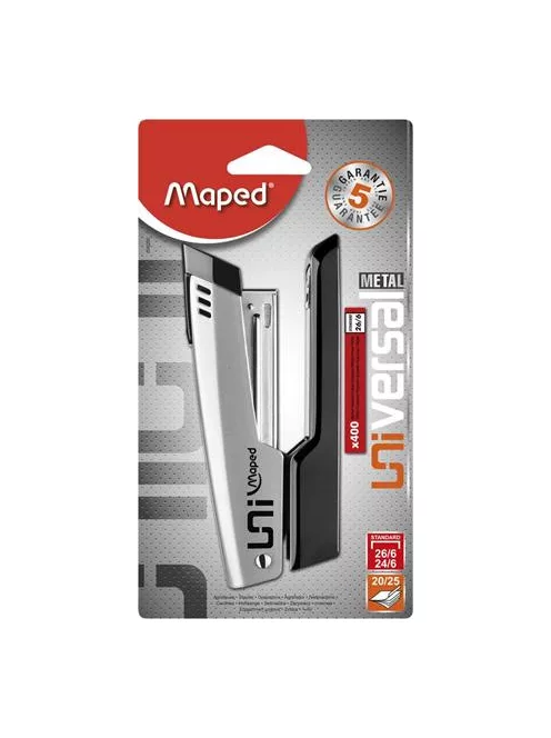 Tűzőgép, 24/6, 26/6, 25 lap, MAPED "Universal Metal Half-Strip", vegyes színek (IMA039200)