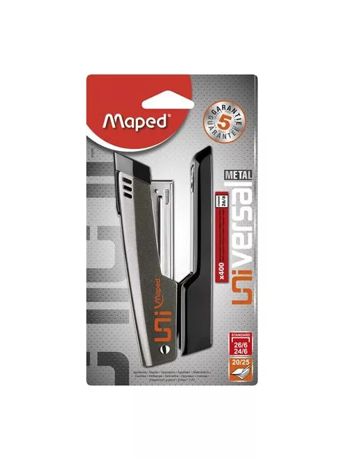 Tűzőgép, 24/6, 26/6, 25 lap, MAPED "Universal Metal Half-Strip", vegyes színek (IMA039200)