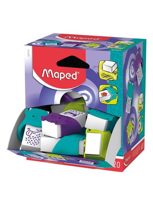 Radír display, MAPED "Little Monster", vegyes színek (IMA127711)