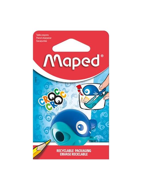 Hegyező, egylyukú, tartályos, MAPED "Croc Croc Easy", katica és bálna, vegyes formák (IMA18112)