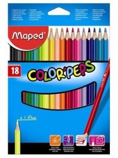  Színes ceruza készlet, háromszögletű, MAPED "Color'Peps Star", 18 különböző szín (IMA183218)