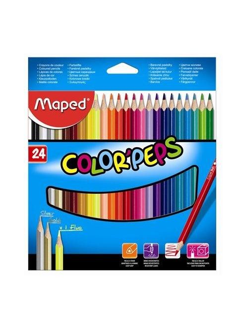 Színes ceruza készlet, háromszögletű, MAPED "Color'Peps Star", 24 különböző szín (IMA183224)