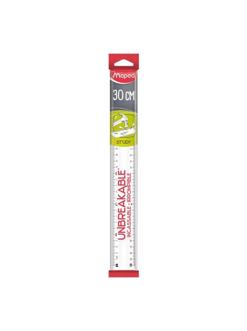 Vonalzó, műanyag, törhetetlen, 30 cm, MAPED "Study Unbreakable", átlátszó (IMA245620)