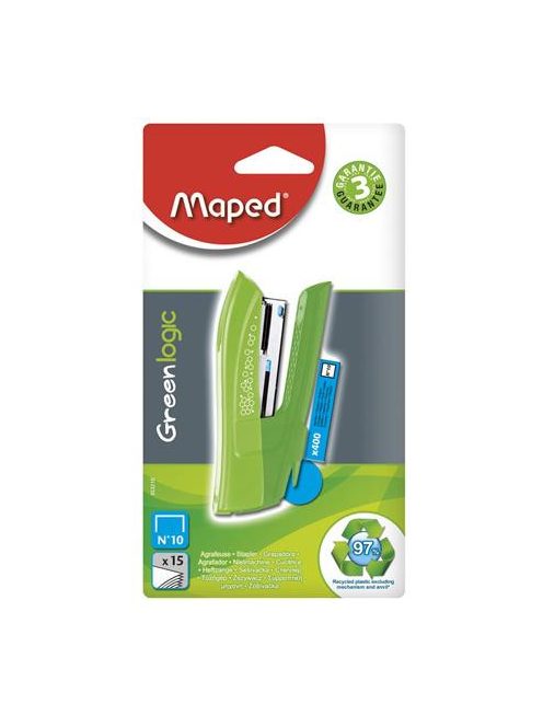 Tűzőgép, No. 10, 15 lap, MAPED "Greenlogic Pocket", vegyes színek (IMA353210)