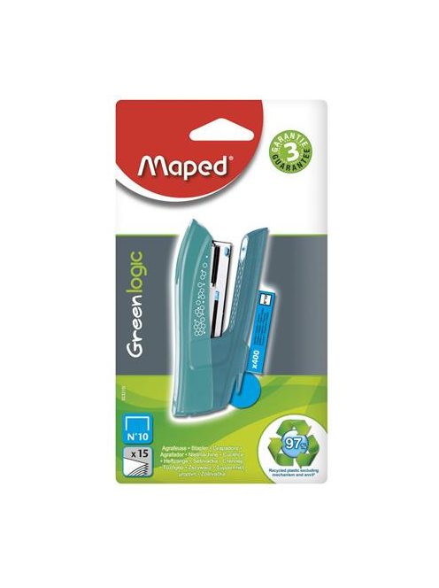 Tűzőgép, No. 10, 15 lap, MAPED "Greenlogic Pocket", vegyes színek (IMA353210)