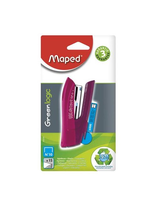 Tűzőgép, No. 10, 15 lap, MAPED "Greenlogic Pocket", vegyes színek (IMA353210)