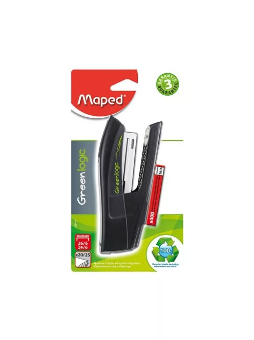 Tűzőgép, 24/6, 26/6, 25 lap, MAPED "Greenlogic Half-Strip" (IMA353410)