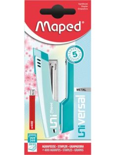   Tűzőgép, 24/6, 26/6, 25 lap, MAPED "Universal Metal Half-Strip Pastel", pasztell türkiz (IMA354301)