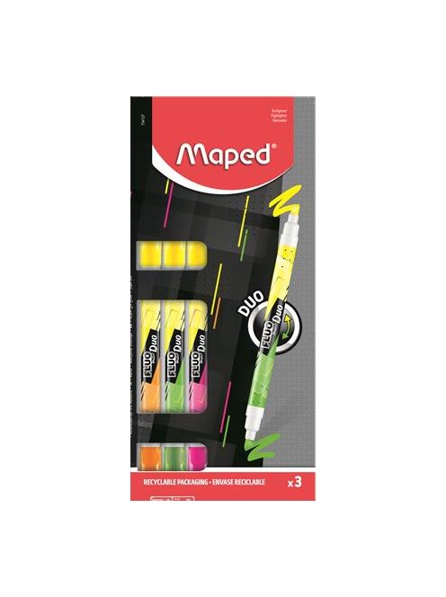 Szövegkiemelő készlet, 1-5 mm, kétvégű, MAPED "Fluo Peps Duo", vegyes színek (IMA734127)