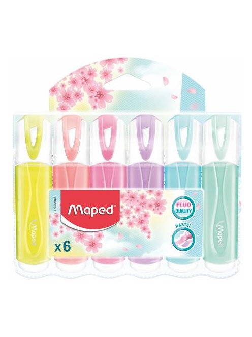 Szövegkiemelő készlet, 1-5 mm, MAPED "Fluo Peps Quality", 6 különböző pasztell szín (IMA742558)