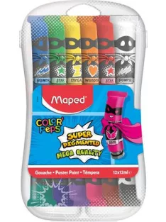   Tempera készlet, 12 darabos, műanyag dobozban, MAPED (IMA810520)