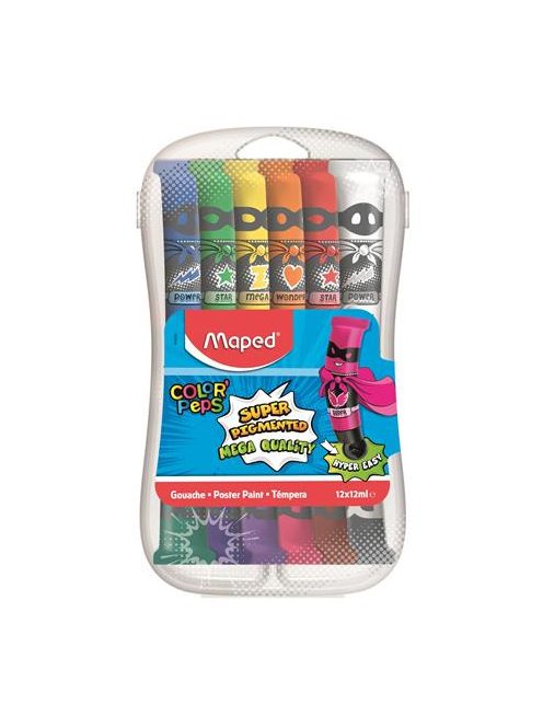Tempera készlet, 12 darabos, műanyag dobozban, MAPED (IMA810520)