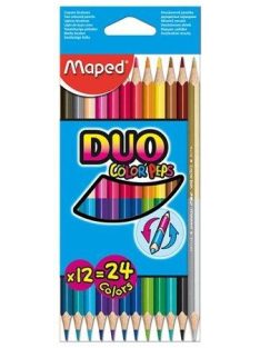   Színes ceruza készlet, kétvégű, háromszögletű, MAPED "Color'Peps Duo", 24 különböző szín (IMA829600)