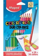 Színes ceruza készlet, háromszögletű, kétvégű, MAPED "Color'Peps Duo", 36 különböző szín (IMA829601)