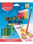 Színes ceruza készlet, háromszögletű, kétvégű, MAPED "Color'Peps Duo", 48 különböző szín (IMA829602)