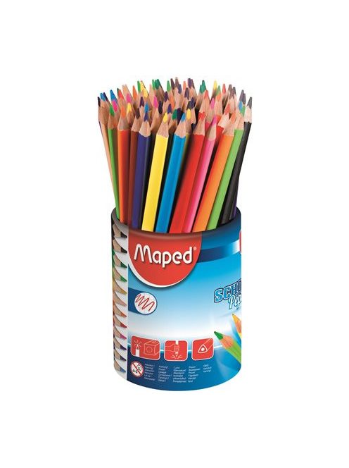 Színes ceruza készlet, háromszögletű, ceruzatartó, MAPED "School Peps" (IMA832000)