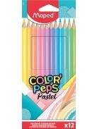 Színes ceruza készlet, háromszögletű, MAPED "Color'Peps Pastel", 12 különböző pasztell szín (IMA832069)