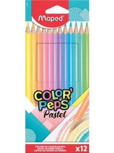  Színes ceruza készlet, háromszögletű, MAPED "Color'Peps Pastel", 12 különböző pasztell szín (IMA832069)