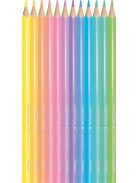 Színes ceruza készlet, háromszögletű, MAPED "Color'Peps Pastel", 12 különböző pasztell szín (IMA832069)