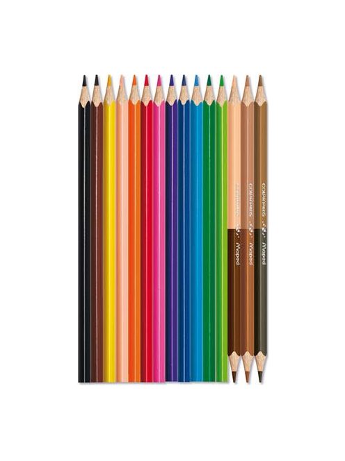 Színes ceruza készlet, háromszögletű, MAPED "Color'Peps World", 12 különböző szín + 3 kétvégű bőrtónus ceruza (IMA832071)
