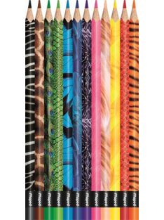   Színes ceruza készlet, háromszögletű, MAPED "Color'Peps Animal", 12 különböző szín (IMA832212)