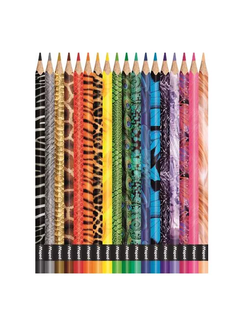 Színes ceruza készlet, háromszögletű, MAPED "Color'Peps Animal", 18 különböző szín (IMA832218)