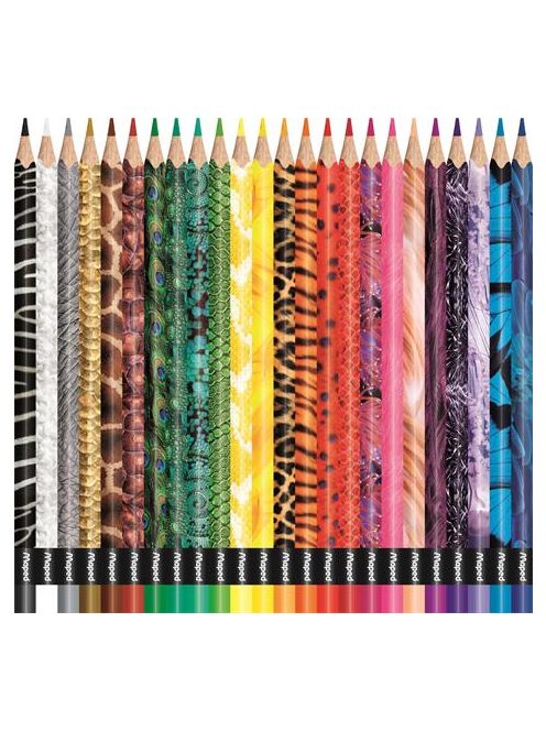 Színes ceruza készlet, háromszögletű, MAPED "Color'Peps Animal", 24 különböző szín (IMA832224)