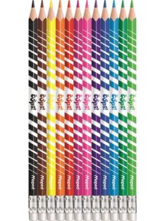   Színes ceruza készlet, háromszögletű, radírozható, MAPED "Color'Peps Oops", 12 különböző szín (IMA832812)