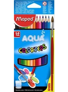  Akvarell ceruza készlet, háromszögletű, ecsettel, MAPED "Color'Peps", 12 különböző szín (IMA836011)