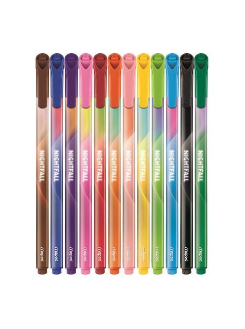 Filctoll készlet, 2,5 mm, kimosható, MAPED "Nightfall", 12 különböző szín (IMA844400)