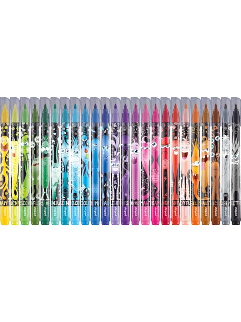 Filctoll készlet, 2,8 mm, kimosható, MAPED "Color'Peps Monster" 24 különböző szín (IMA845401)