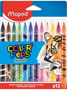   Filctoll készlet, 2,8 mm, kimosható, MAPED "Color'Peps Animals", 12 különböző szín (IMA845403)